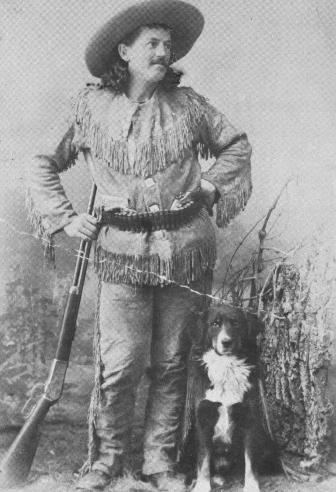 “Faithful Companions” — a frontiersman and his dog, photographed by Erickson of White Sulphur Springs.