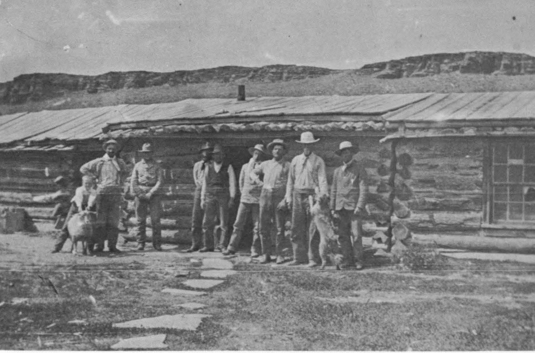 The hay crew at the original Perry Moore ranch, 1905.